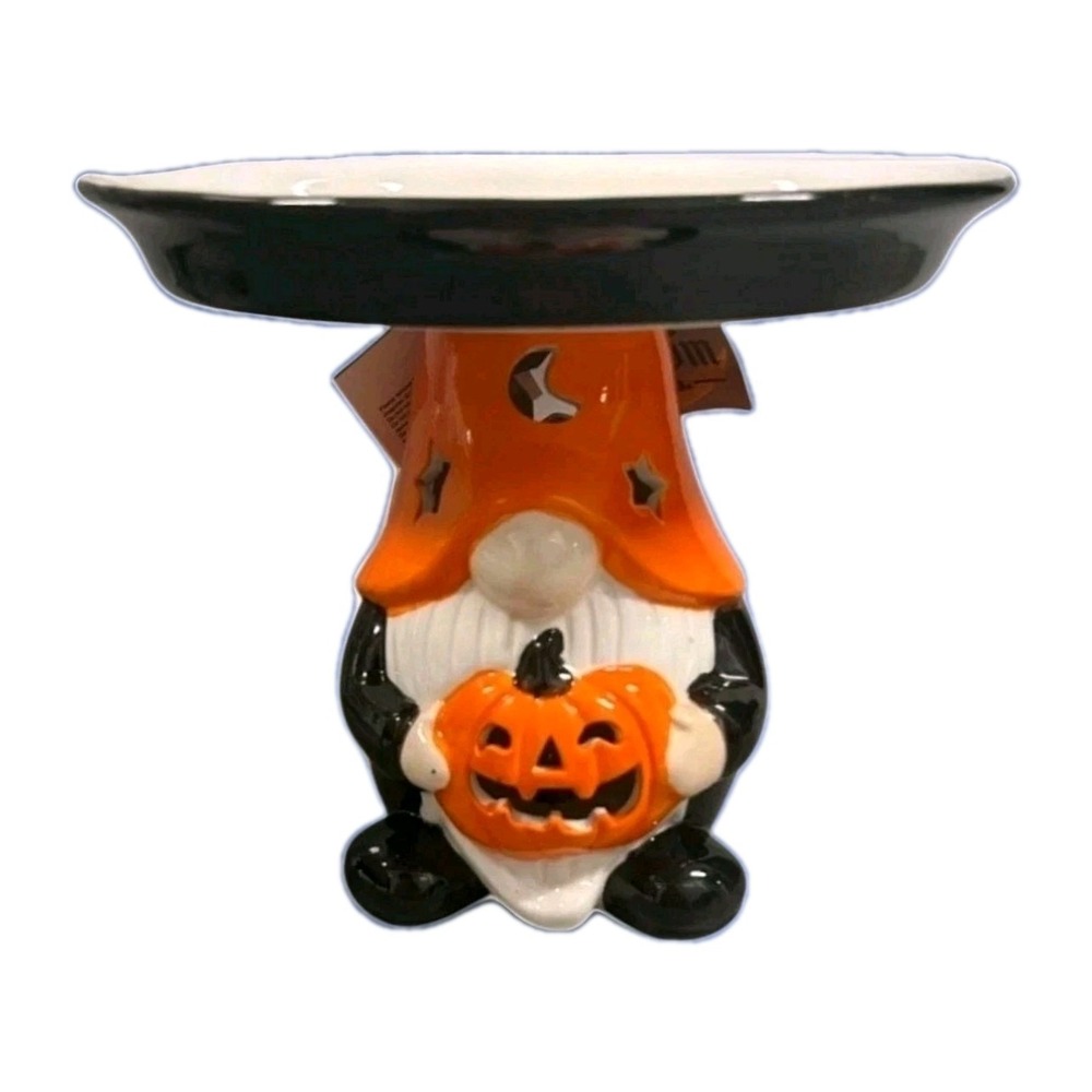 Broom & Co Halloween Gnome Ceramic Pumpkin Holder Color Changing LED Light Up